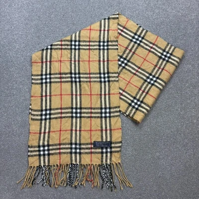 Bufanda Burberry London 70x12 pulgadas beige 100 % lana de cordero Nova Check hecha en Inglaterra Foto 1 de 4