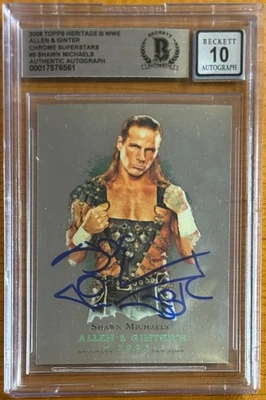 Shawn Michaels Firmado 2008 Herencia Ginter Cromo WWF WWE BAS BGS Automático Grado 10 Foto 1 de 2