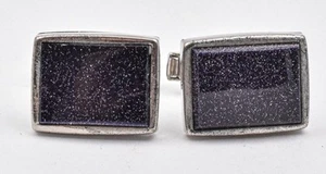 Vintage Sterling Silver & Purple Sparkle stone fronts JAGUAR Brand cufflinks - Picture 1 of 5