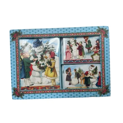 PUNCH STUDIO 30 Blank Christmas Winter Cards Victorian Snowmen Box Set Vtg Look - Image 1 of 4