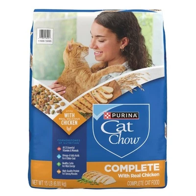 Purina Cat Chow Complete Chicken Flavor Dry Cat Food Size 15 lbs