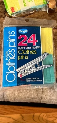 Vintage Lot Plastic Magla Clothespins Midcentury Modern Colors MCM Clips - Image 1 of 4