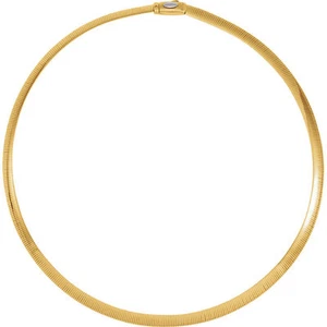 Domed Omega Necklace 6mm Wide 14K Yellow & 14K White Gold 18" Reversible CH747 - Picture 1 of 10