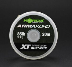 Korda Armakord XT 85lb WEEDY GREEN Abrasion Resistant EXTREME Leader 20m Spool 