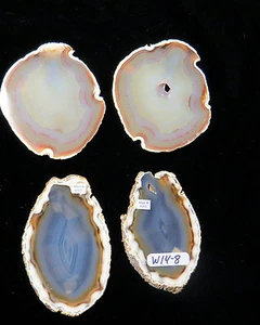 RARE! 4 BRAZIL GEODE THIN SLABS FROM SAME STONE STAIN GLASS WIND CHIMES W14-8 - Picture 1 of 6