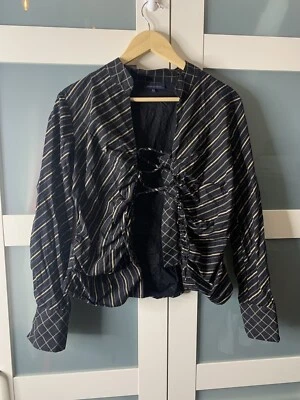 ADOLFO DOMINGUEZ Camisa Abierta Elástica Acanalada Negra Top/Blusa S/M. Foto 1 de 4