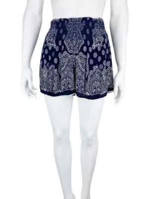 Bloomingdales Aqua, Women's Smocked Flowy Shorts, Navy/White, Size S - Image 1 of 4