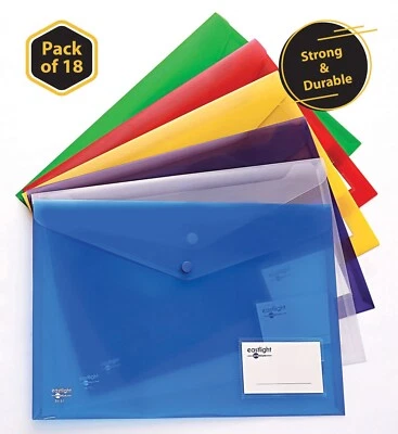 EASTLIGHT A4 Plastic wallets Stud Document Wallet Files Folders Filing