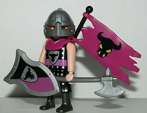 Playmobil Medieval Bull Knight w/ purple bull banner, ax  and shield - C17 - Picture 1 of 5