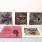4 vintage 1960?s color etch bird prints by Tom Dolan square with silver trim