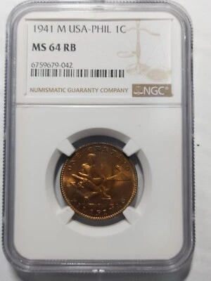 Philippines 1 Centavo, 1941 M, MS 64 RB - Image 1 of 3