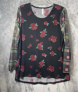 Lularoe Women’s Long Sleeve Top Black Floral Size 3X - Picture 1 of 6