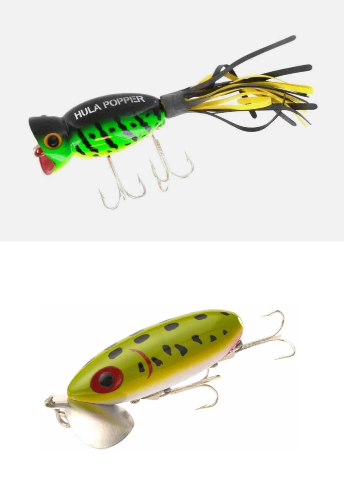 2 - Señuelos Arbogast Topwater, Jitterbug, Hula Popper Nuevos en Paquete Foto 1 de 4