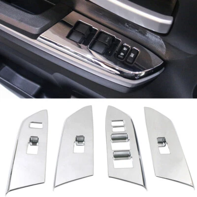 Cubierta de botón de interruptor de elevación de ventana interior cromado ABS para Toyota Tundra 2014-2021 LHD Foto 1 de 4