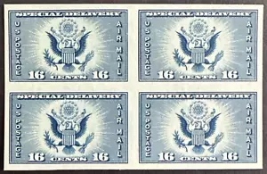 US 1935 Scott # 771 Imperf Block of 4 MH 16¢ Airmail Special Delivery - Picture 1 of 2