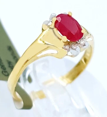 GENUINE 0.72 Cts RUBY & DIAMOND RING 10K  SOLID GOLD - Free Appraisal Service - Image 1 of 4