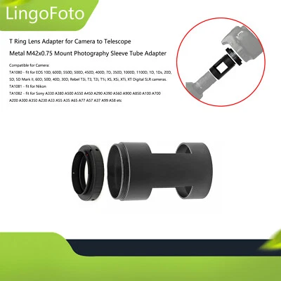Adaptador de lente de anillo en T para EOS/Nikon/Sony + funda de fotografía de montaje M42x0,75 Foto 1 de 4
