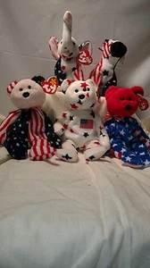 5 BEANIE BABIES--LEFTY2000--,RIGHTY2000--GLORY--SPANGLE--LIBERTY - Picture 1 of 1