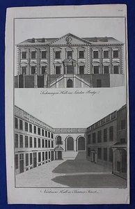 Original antique print LONDON, FISHMONGERS HALL, VINTNERS HALL, Maitland 1756 - Picture 1 of 4