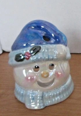 ADORABLE CANDELABRO CARA MUÑECO DE NIEVE Cerámica CANDELABRO ~ Navidad, Invierno Foto 1 de 2