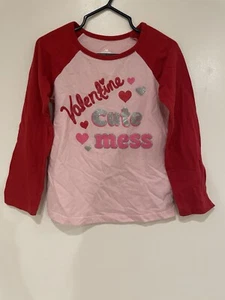 Celebrate! Toddler Girls Valentine's Day Raglan Long Sleeve Shirt Pink Red 4T - Picture 1 of 4