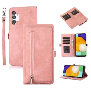 Zipper Card Slots Wallet Phone Case Cover for Samsung S24FE/S24 Ultra/S24+/S24 - Picture 1 of 14