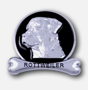 ROTTWEILER Chrome Dog Medallion Car Emblem Ornament Breed Badge ROTTY 3D LOGO - Picture 1 of 2