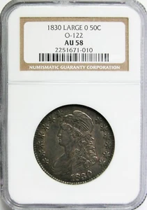1830 Large 0 Capped Bust Half Dollar NGC AU-58 O-122 - Picture 1 of 2