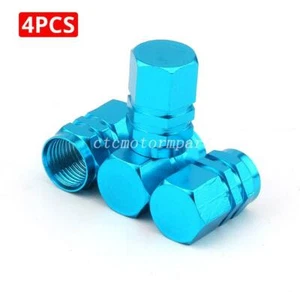 4 Sky Blue Motorcycle Hexagon Tire/Wheel Air Stem Valve Caps for Harley-Davidson - Picture 1 of 3