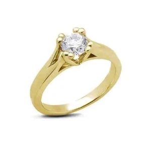 14K Yellow Gold 0.32 Ctw Lab-Created Round Cut CVD Diamond Engagement Ring - Picture 1 of 4