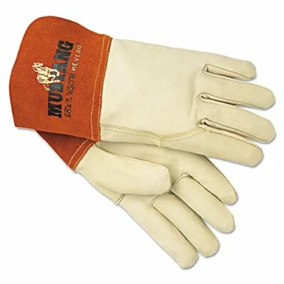 Guantes de soldadura de cuero Memphis Mustang Mig/Tig, blancos/remozos, grandes, 12 pares Foto 1 de 3