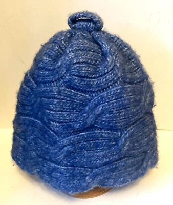 Cálido sombrero de invierno tejido con cable mezcla lana merino - azul unisex talla única Foto 1 de 4