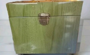 Personal Porta File by Ballonoff, Green Wood Grqin Look With Key - Picture 1 of 6