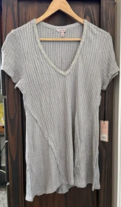 Juicy Couture Y2K Boho Crystal Neckline Waffle Knit Long Sleeve Raw Edge Medium - Picture 1 of 8