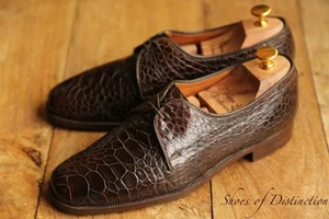 Trickers Tan Brown Crocodile Leather Derby Shoes Men's UK 7 US 8 EU 41 - Picture 1 of 11