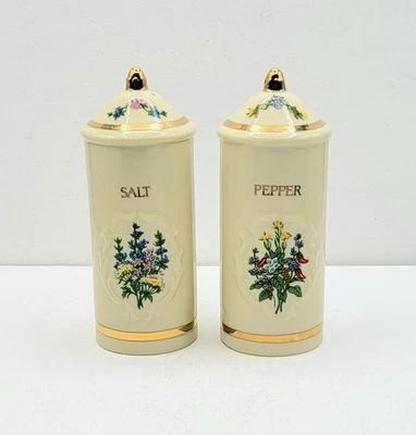 1994 Lenox Spice Garden Porcelain Salt & Pepper Shaker Set Botanical W/Gold Trim - Image 1 of 4