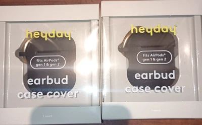 Qty 2 Heyday Apple AirPods Gen 1 & Gen 2 softshell Case with Clip Black Tort NEW - Image 1 of 3