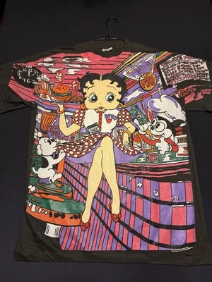 Vintage Betty Boop Diner AOP T Shirt Size XL Reprint - Image 1 of 4