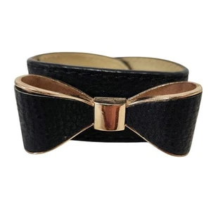 Chic Black Bow Cuff Bracelet with Snap Closure - Picture 1 of 4