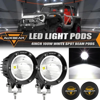 Auxbeam 4" LED Work Light Pods + Black Cover Kit For Dodge Ram 1500 2500 3500 - Изображение 1 из 4