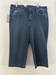 Gloria Vanderbilt Jeans Denim Capri Stretch bestickt Damen Größe 18 Stretch - Bild 1 von 6