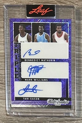 2022-23 Leaf Multigraphics #TD-11 Mathurin Williams Eason Moore Purple AUTO #/20 - Image 1 of 2