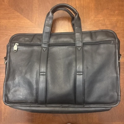 Кожаная сумка для ноутбука Geoffrey Beene композитный мешочек черная с плечевым ремнем - Изображение 1 из 4