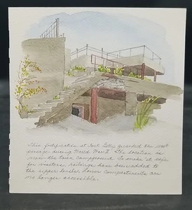 June L. Webb Watercolor Fort Getty Landscape Painting Unsigned - Picture 1 of 3