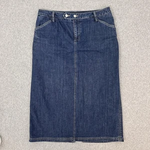 Maxi gonna denim Y2K Eddie Bauer 14 dritta scura cottagecore grunge boho western - Foto 1 di 10