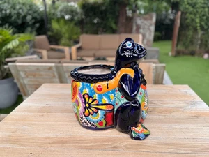 Talavera Frosch Übertopf: Handgefertigte Keramik mexikanische Gartendeko - Bild 1 von 11