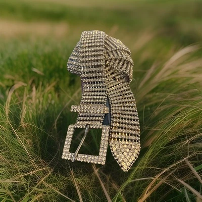 Cinturón Cintura Completa Cristal Diamante Cadena Ancha Estrás Mujer 39"x 1.25" Foto 1 de 4