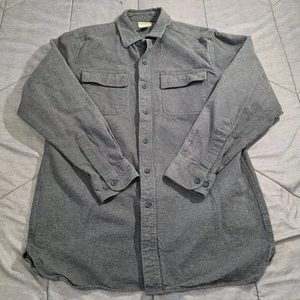 LL Bean Flanellhemd Herren Large grau Knopfleiste Langarm leicht tailliert - Bild 1 von 12