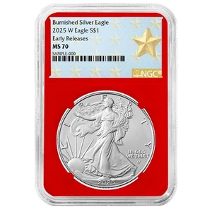 2025-W Burnished $1 American Silver Eagle NGC MS70 ER West Point Star Label Red - Picture 1 of 3