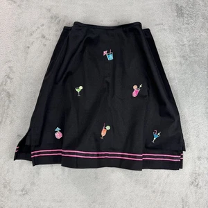 Falda corta elástica Bamboo Traders para mujer 12 bebidas bordadas cócteles Y2K - Imagen 1 de 10